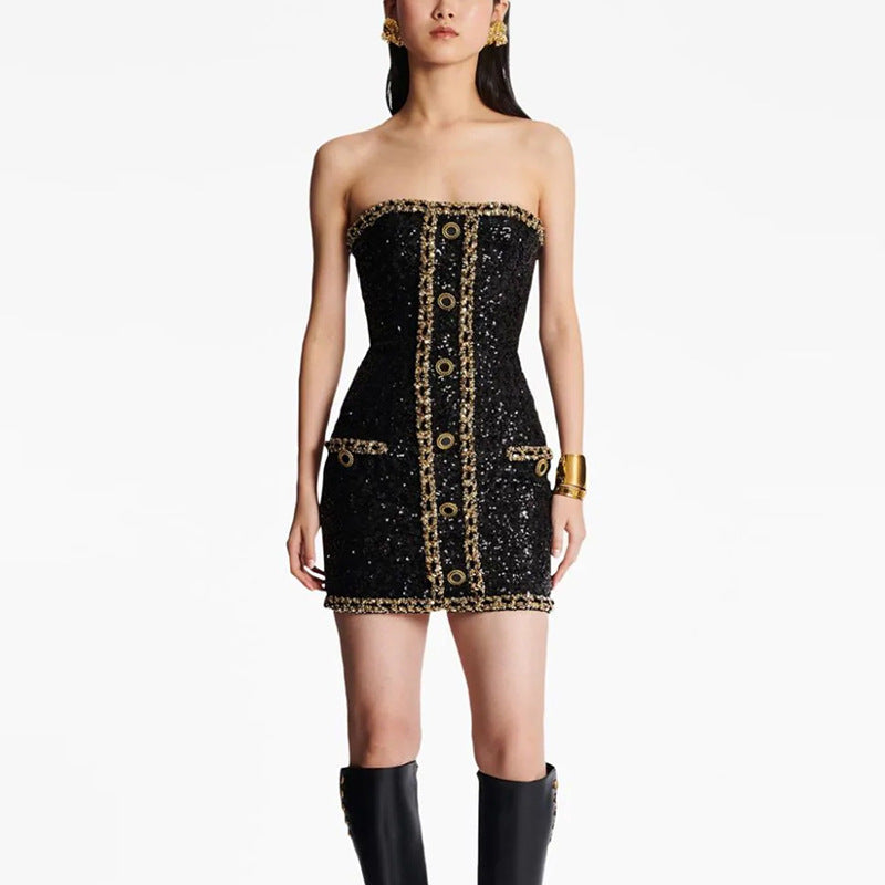 Stephy Mini bustier dress with sequins